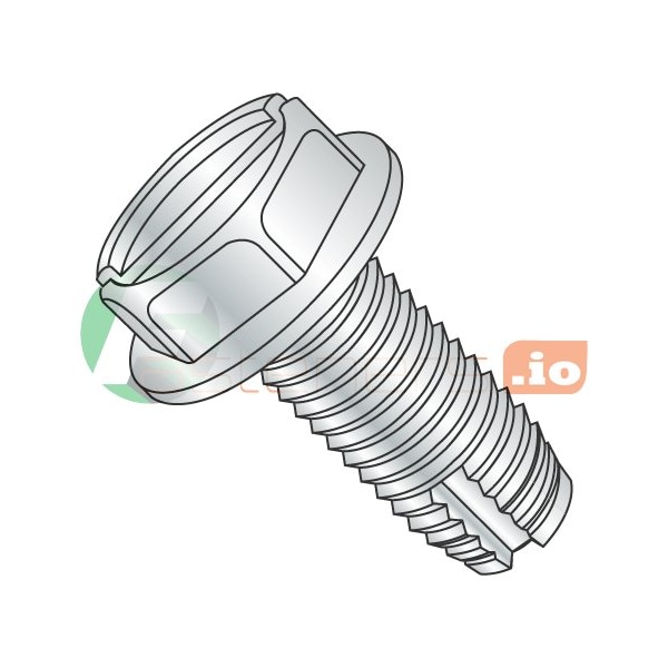 Newport Fasteners Thread Cutting Screw, #10-24 x 1 in, Zinc Plated Steel Hex Head Slotted Drive, 5000 PK 557380 - main